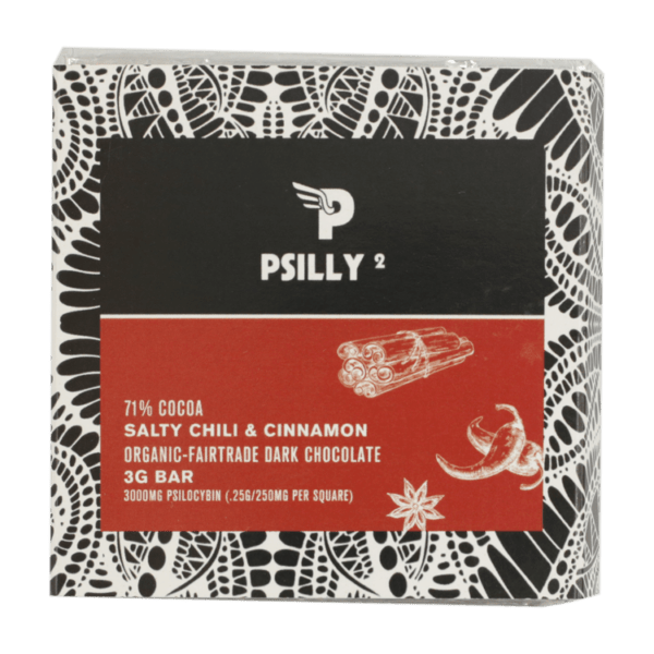 Psilly - Dark Chocolate Bar - Salty Chili & Cinnamon | Magic Mushroom Toronto Canada