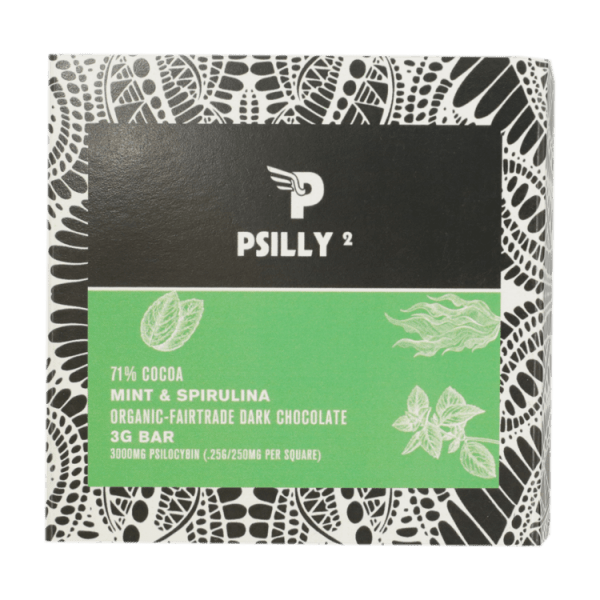 Psilly - Dark Chocolate Bar - Mint & Spirulina | Magic Mushroom Toronto Canada